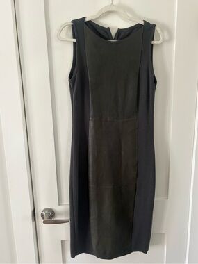 Annette Görtz Merino Wool & Leather Panel sheath Dress Gray • Medium